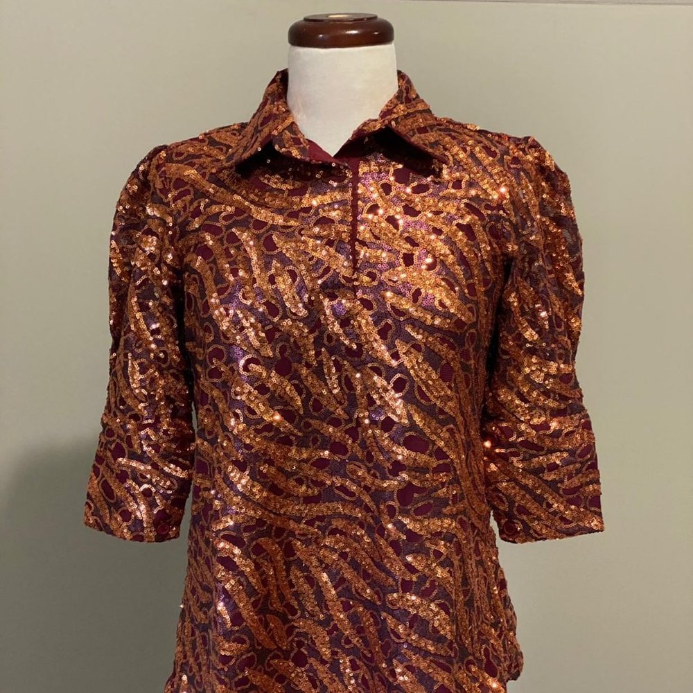 Women Sequin 3/4 Sleeves blouse